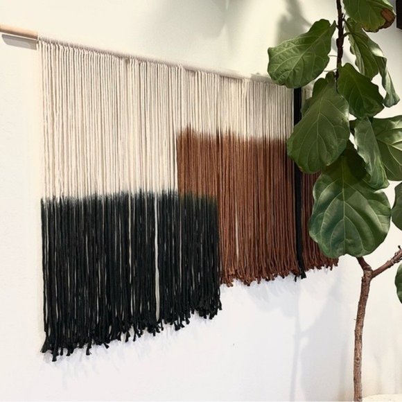 Anthropologie Large XL Boho Tapestry Macrame Woven Dyed Yarn Wall Hanging - 60" - Picture 7 of 10